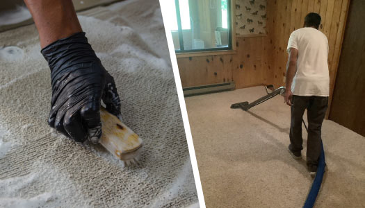 Collage of carpet shampooing and dry cleaning