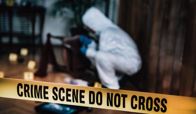 Professional biohazard cleanup in restricted area