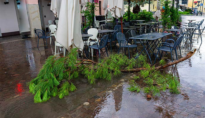 Storm damaged restaurant