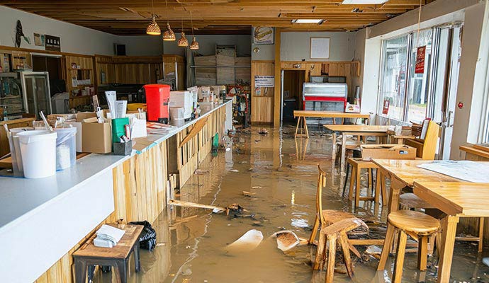 Water damaged restaurant
