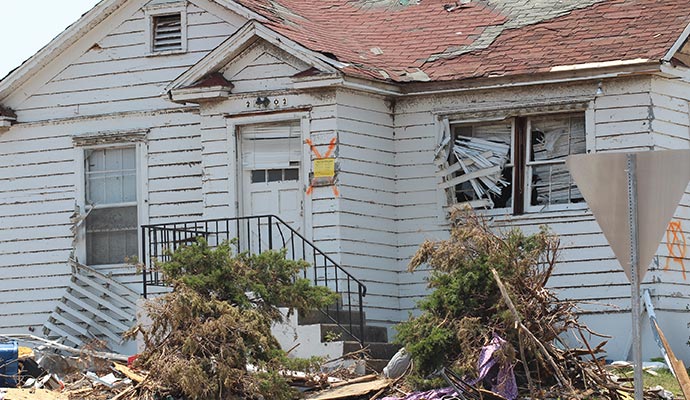 Disaster damaged house