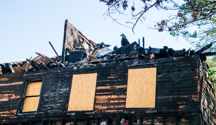 House board-up service after fire damage