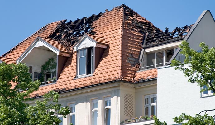 Fire damaged house