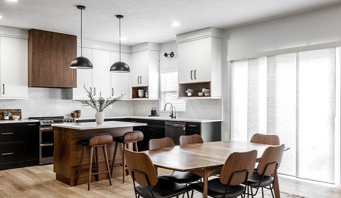 Modern kitchen and dining area