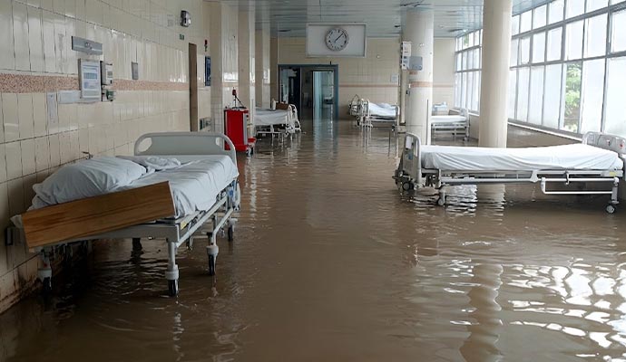 Flood damaged healthcare facility