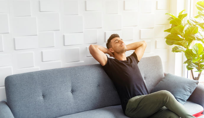 Man enjoying fresh indoor air