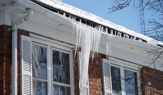 Ice damaged gutter