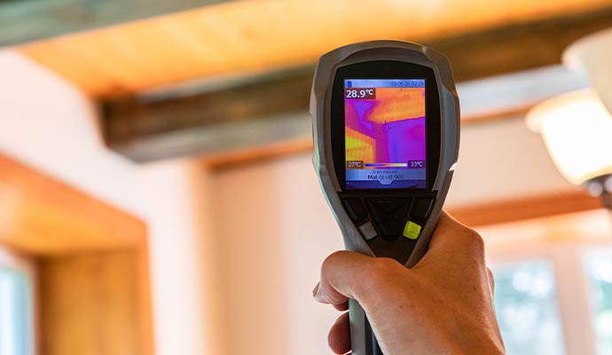 Thermal imaging camera for indoor air quality testing