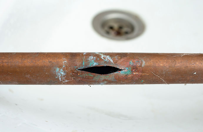 Burst frozen pipe