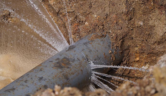 Damaged main water line 