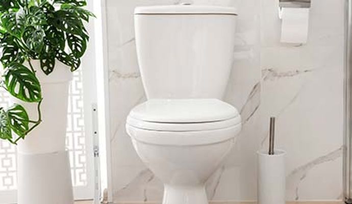Installed clean white toilet
